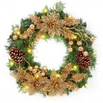 Pre-Lit Decorated Gold Wreath