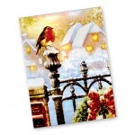 Festive Robin on a Gate Post LED Canvas Print