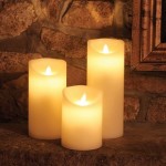 Set Of 3 Cream Dancing Flame Candle