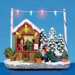 LED Christmas Shop with Child and Christmas Trees