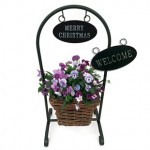 Welcome Pansy Basket Stand