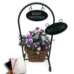 Welcome Pansy Basket Stand with Diary